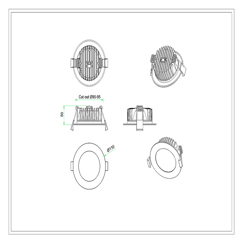 Atlas 9 13W LED Downlight DL1561(Flat Face-White)