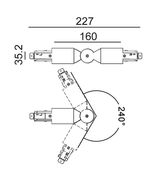 4 Wire 3 Circuit Universal Tracks, Connectors, End Cap & Live End - Connector Elbow WHITE