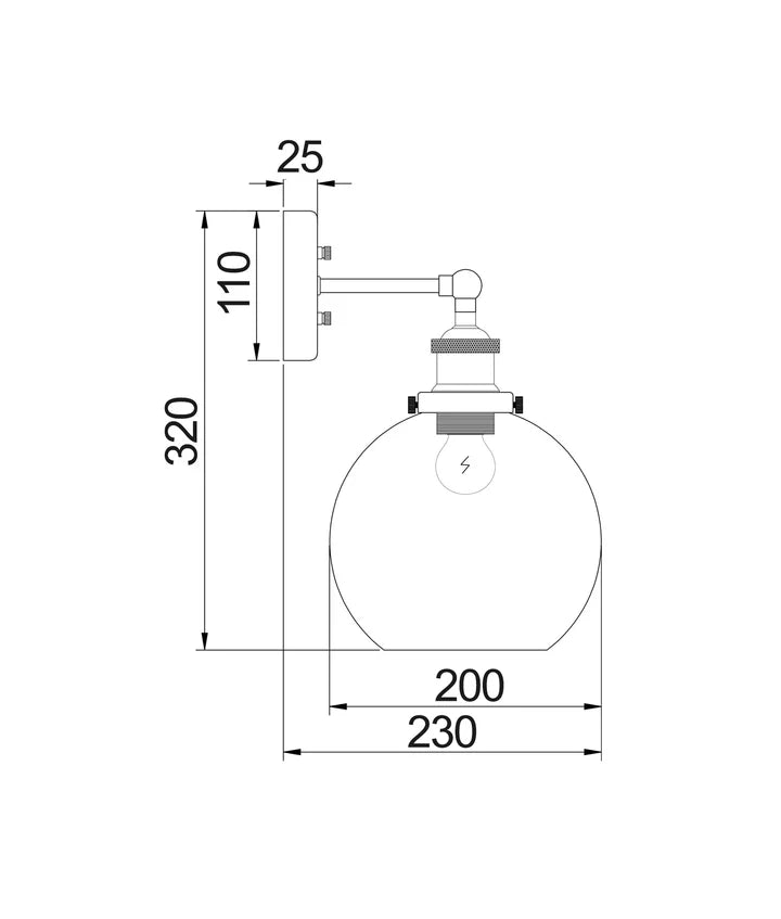 PESINI: Interior Swing Amber Glass with Antique Brass Highlight Wall Light