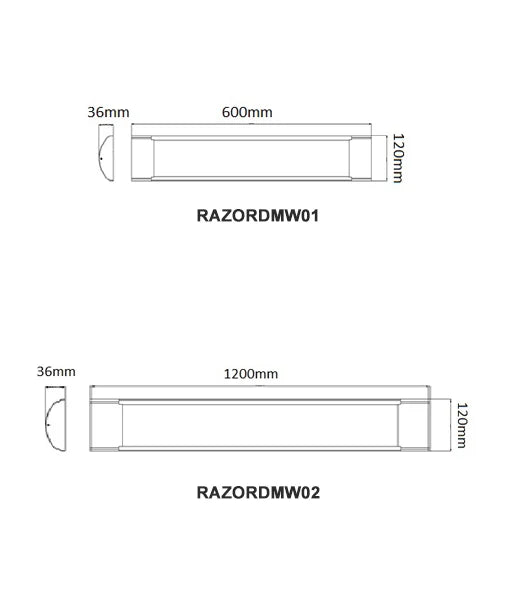 RAZORDMW: Interior LED Surface Mounted Dimmable Tri-CCT Battens (Wide) 36W