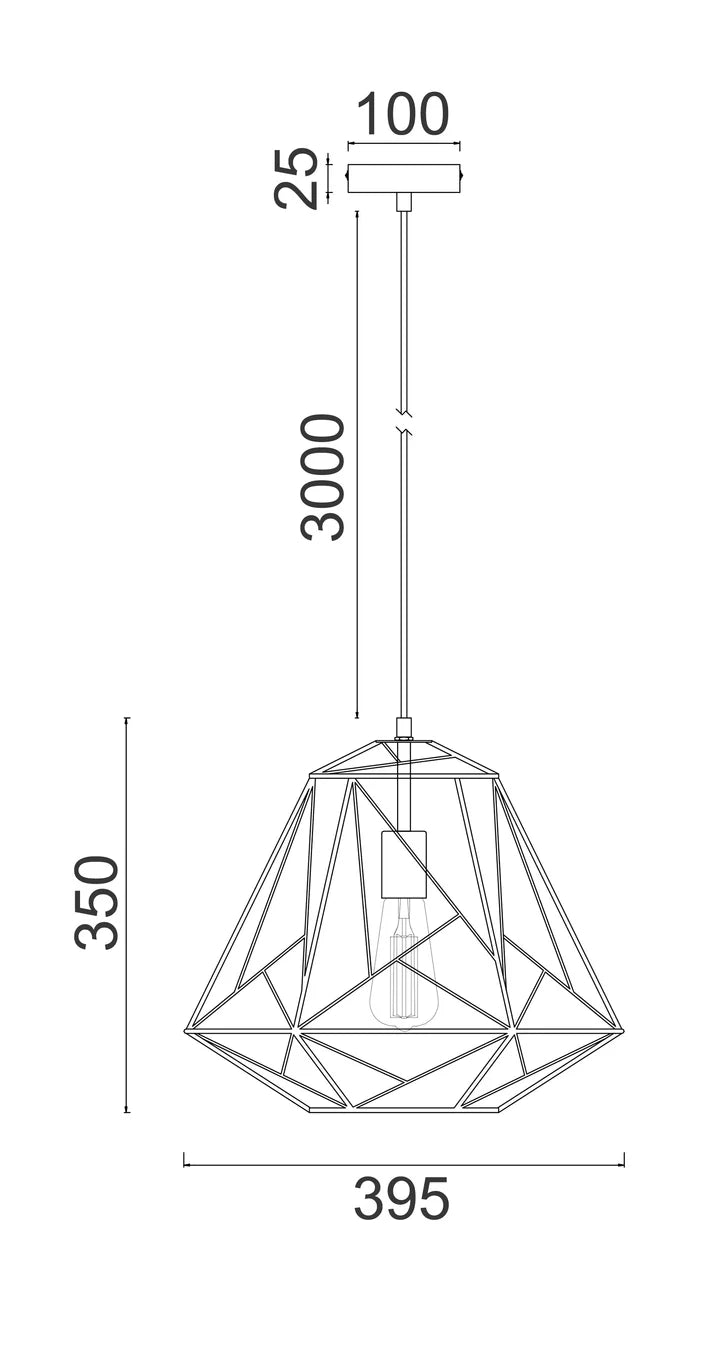 MARTE: Geometric Design Interior Iron Cage Pendant Light - White