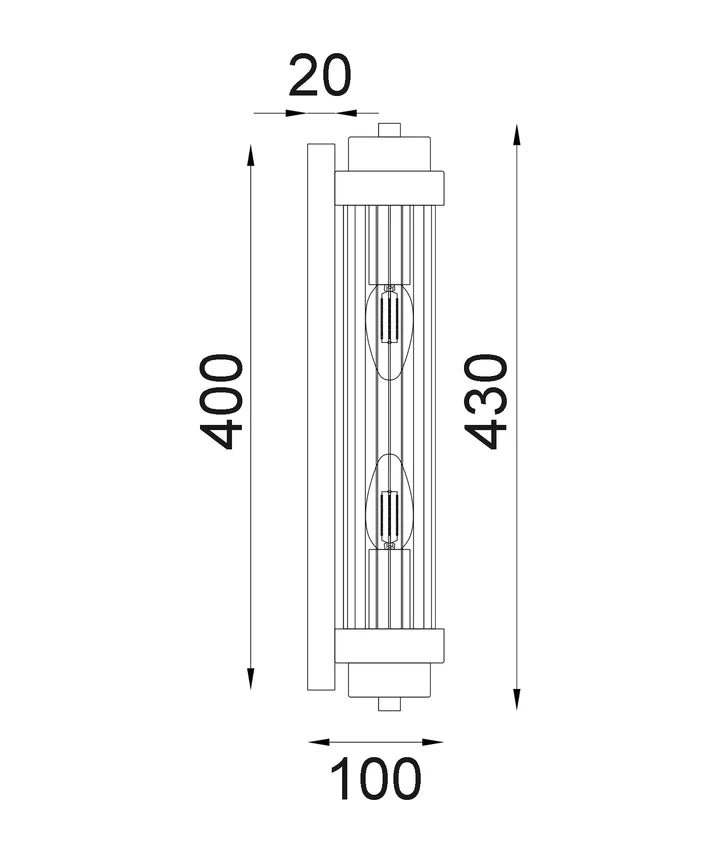 VARILLAS: Interior Up/Down Clear Glass Rod Wall Light - White