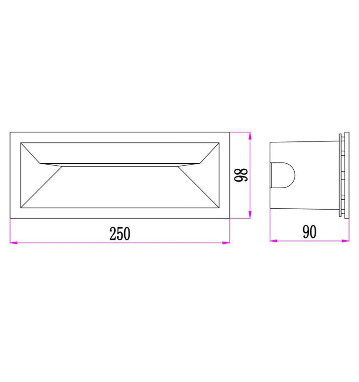 BRICKTRI: LED Tri-CCT Exterior Recessed Rectangular Wall / Brick Lights IP65 - Dark Grey