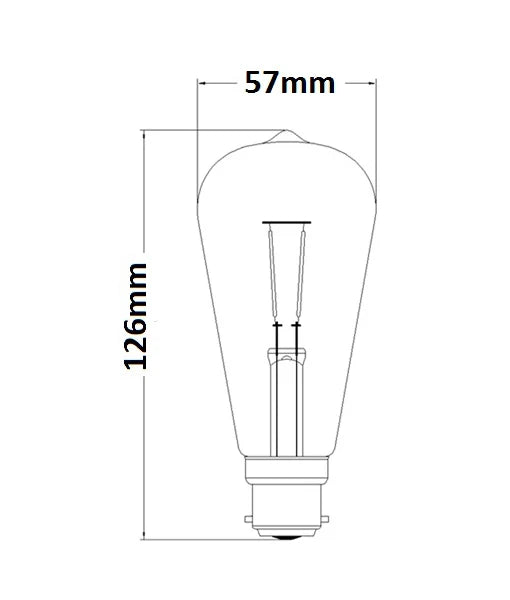 ST57 LED Filament Globes (4W) - Options: BC (B22)
