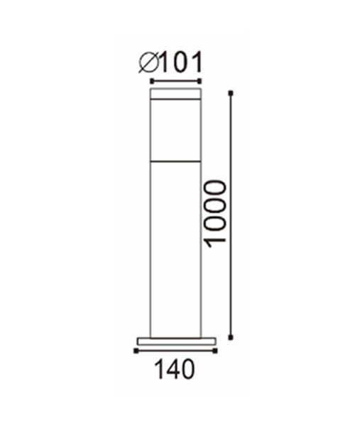 ELANORA: E27 Surface Mounted Black Bollard Lights IP44 - 1000mm