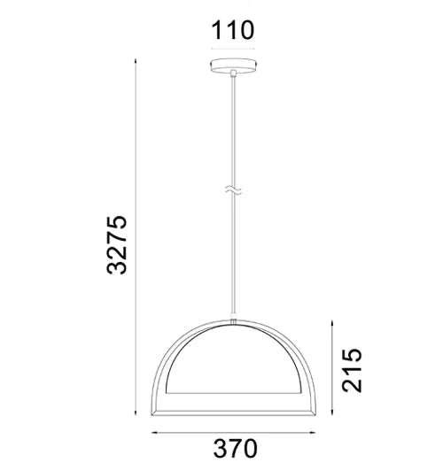 SWING3: Dome With Wood Frame Pendant Light - Black