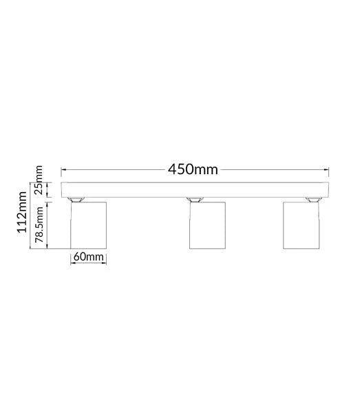 SPOT: Interior GU10 3XLights Adjustable Bar Base Surface Mounted Spot Light - Matte White
