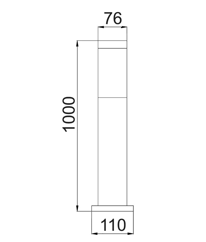 TORRE: E27 Surface Mounted Stainless Steel Bollard Lights IP44 - 1000mm
