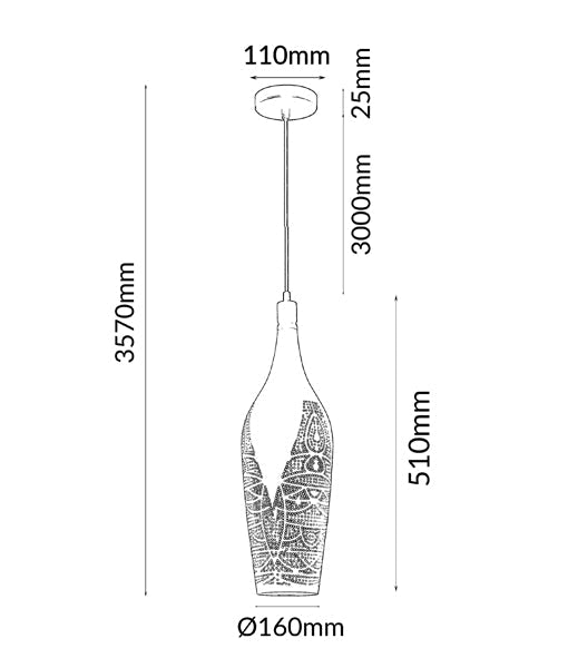 MARRAKESH: Bohemian Interior Bottle Shape Pendant Light - White