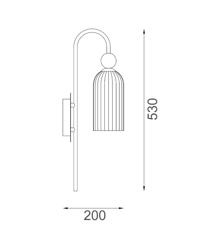 FLAUTA: Interior Round Top Cylinder Ribbed Wall Light - Amber