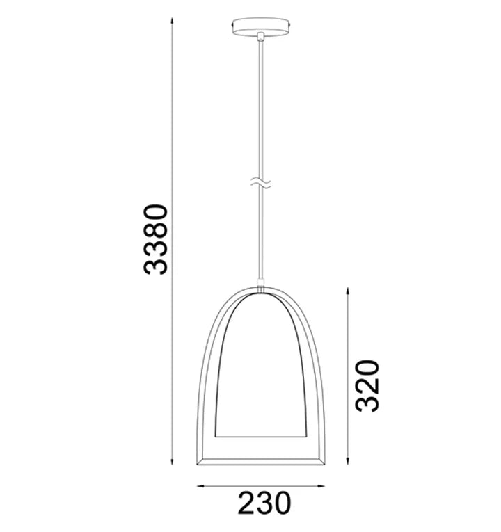 SWING6: Ellipse with Wood Frame Pendant Lights - Black