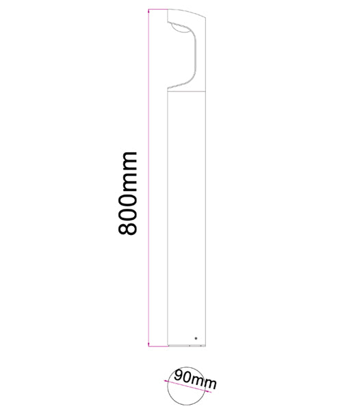 SETH: LED Surface Mounted Bollard Lights IP54 -800mm
