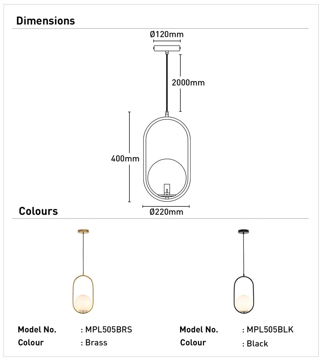 Ava 1Lt Pendant Light - Brass