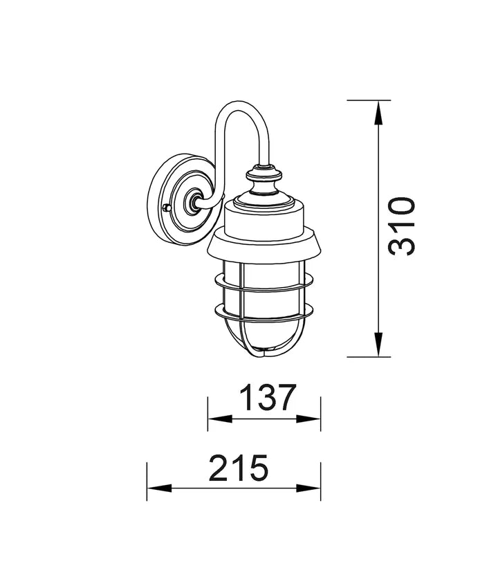 PAROL: Exterior Cylinder Glass with Cage Wall Lights IP44 - Matte Black / Aluminium