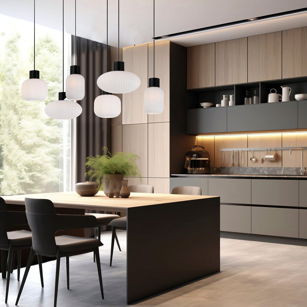NORI 6 Pendant Light - Black/Opal Matt