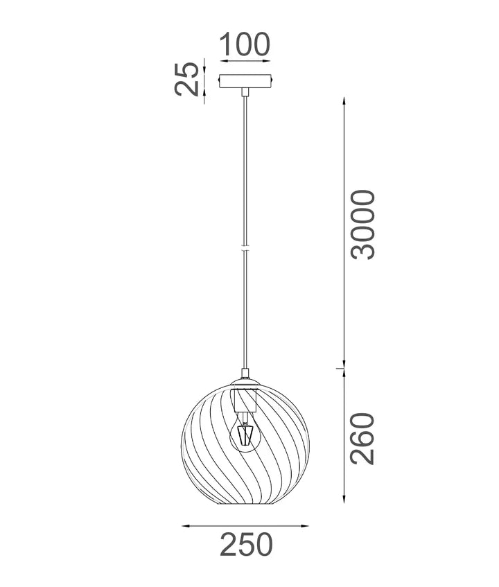 ESPIRAL: Interior Wine Glass SMOKEY BLACK Shade Wavy Finish Round Pendant Lights