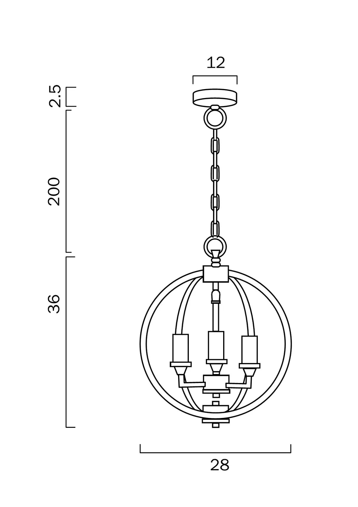 KENDALL 3 Pendant Light - Chrome