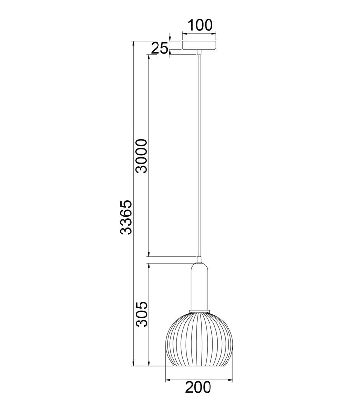 VINTAJ: Interior Wine Glass Shape Ribbed Glass Pendant Lights - Smokey Black