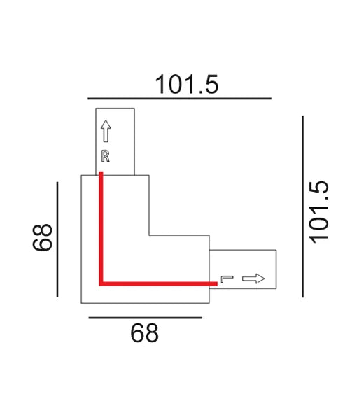 4 Wire 3 Circuit Universal Tracks, Connectors, End Cap & Live End - Connector L-Piece (Left) BLACK