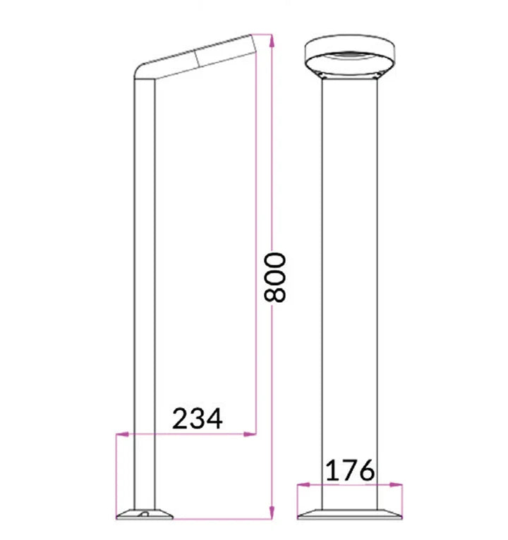 LED Surface Mounted Grey Bollard Lights IP54 - Hoop