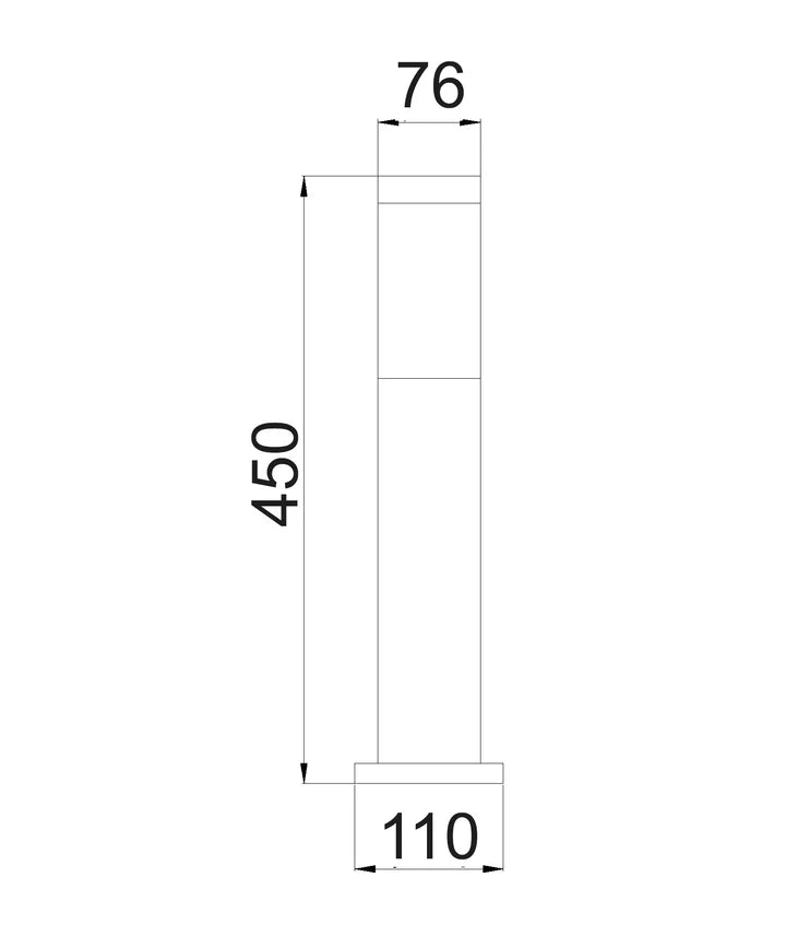 TORRE: E27 Surface Mounted Black Bollard Lights IP44 - 450mm