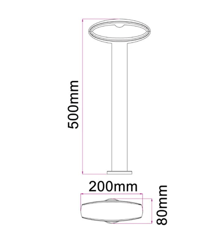 Horus LED Surface Mounted Open Oval Bollard Lights IP54 - 500mm