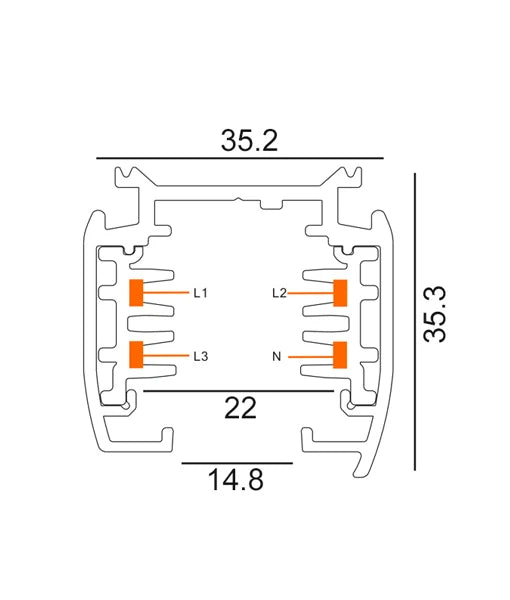4 Wire 3 Circuit Universal Tracks, Connectors, End Cap & Live End -Track 1m BLACK