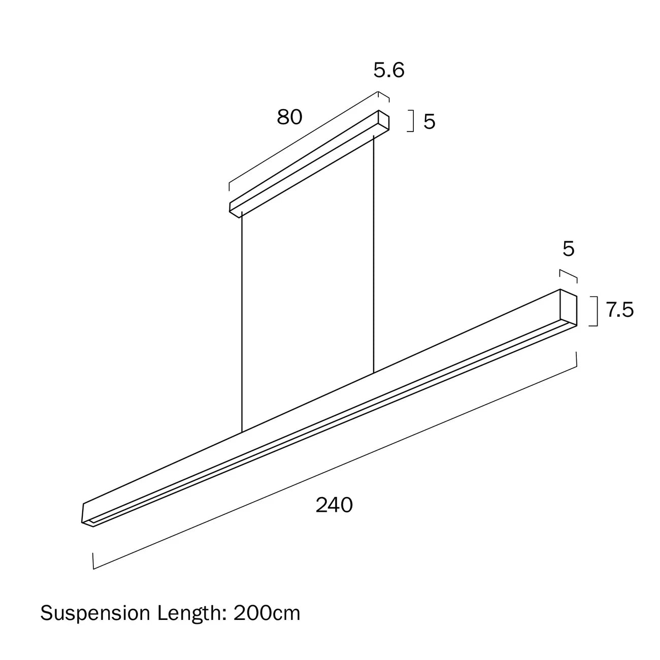 NAVARO2 240CM Linear Pendant Light - Black