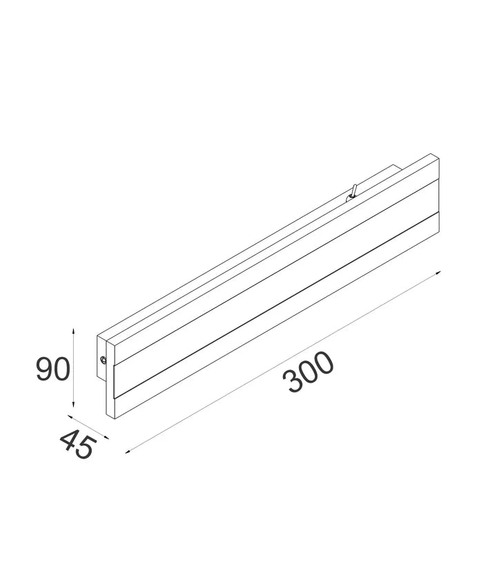 BANDA: LED Tri-CCT Rectangular with Frosted Diffuser Wall Light IP65 - White 300mm