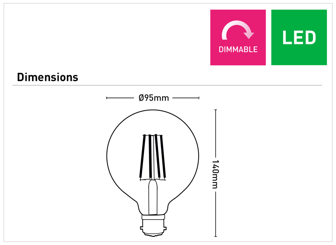 G95 B22 Filament LED Globe