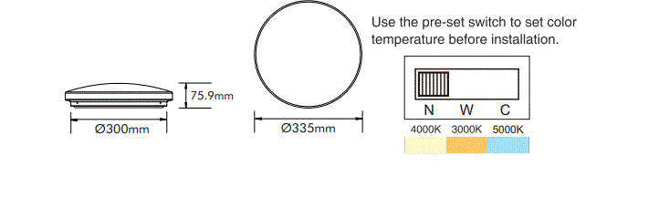 3A 18W IP54 Oyster Light- AC1014-LED-18W