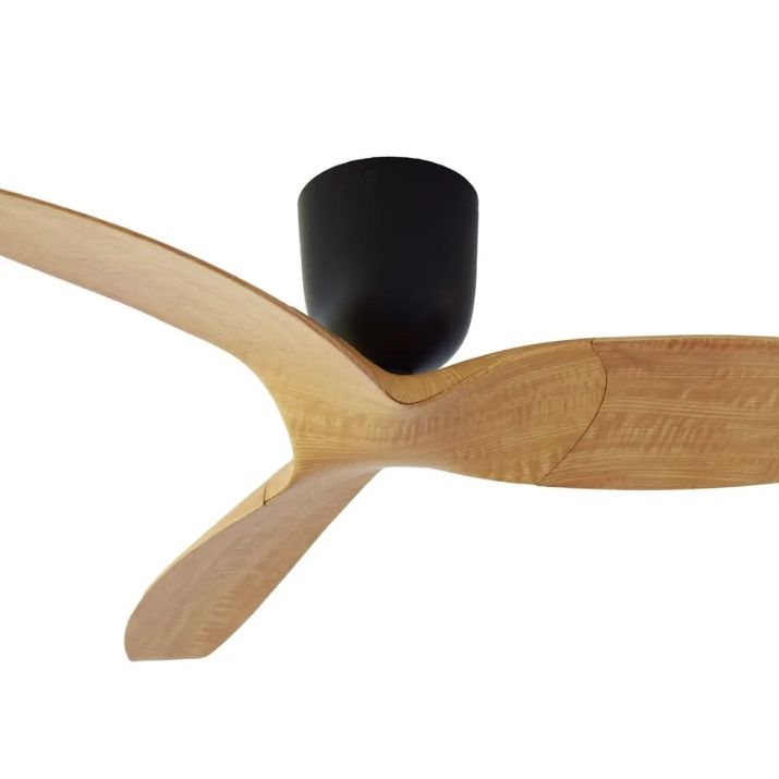 Aeratron AE3+ 3 Blade 50" DC Ceiling Fan With Remote - Black With Light Woodgrain Blades