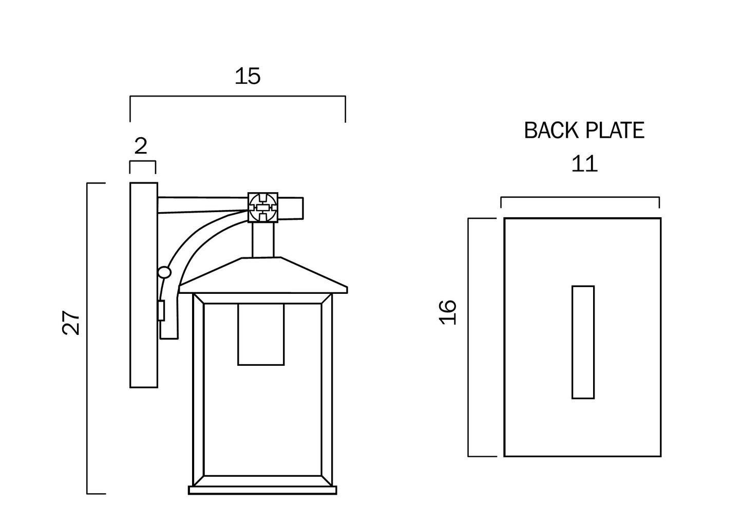 COBY 15 SOLID BRASS EXTERIOR WALL LIGHT(Black)