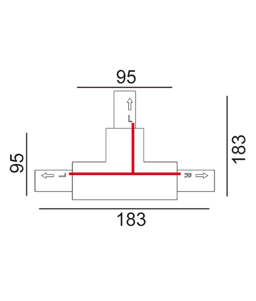 3 Wire 1 Circuit Universal Tracks, Connectors, End Cap & Live End - Connector T-Piece (Right2) WHITE
