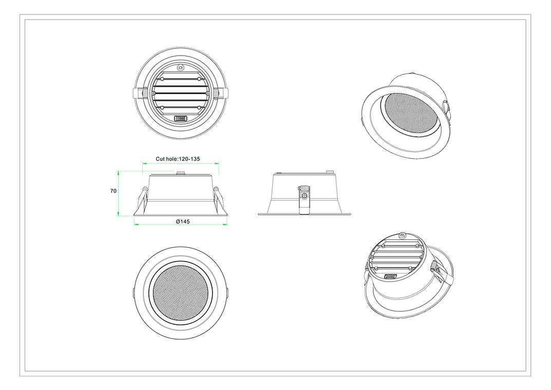 3A Anti-glare DL1008 12W Downlight- Black