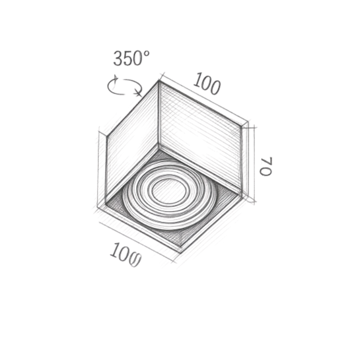 DL1541 10W Adjustable Square Surface Mounted LED Downlight- White