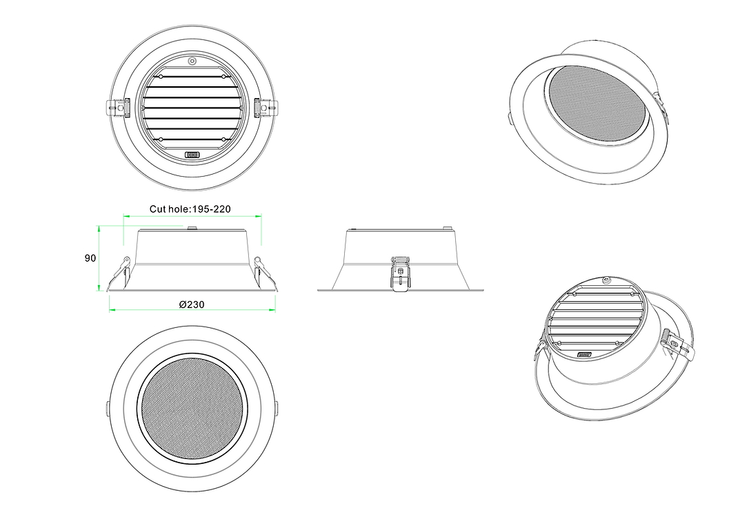 3A Anti-glare DL3008 30W Downlight- Black