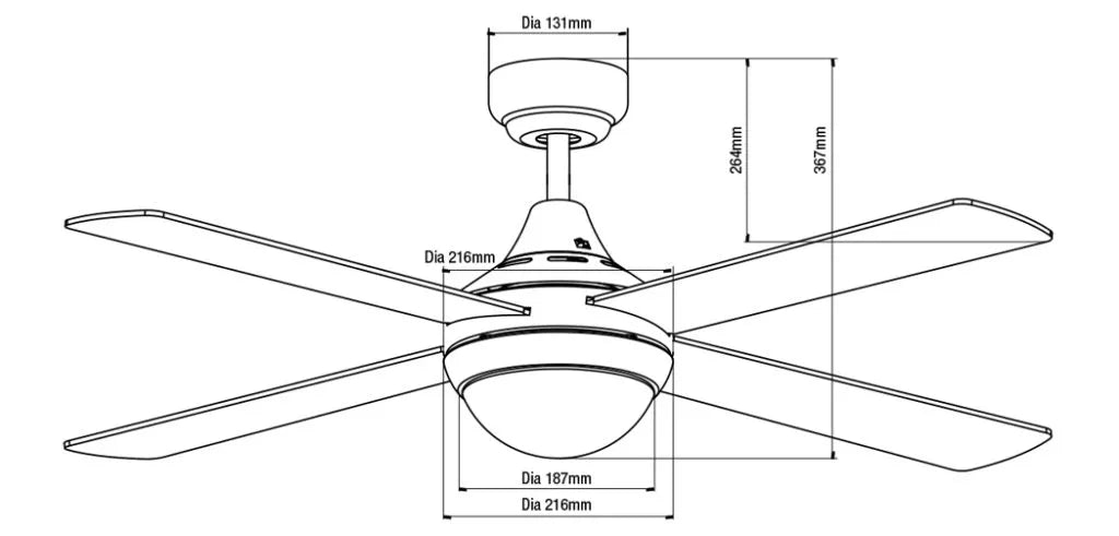 Link 48” AC Ceiling Fan with E27 Light-White
