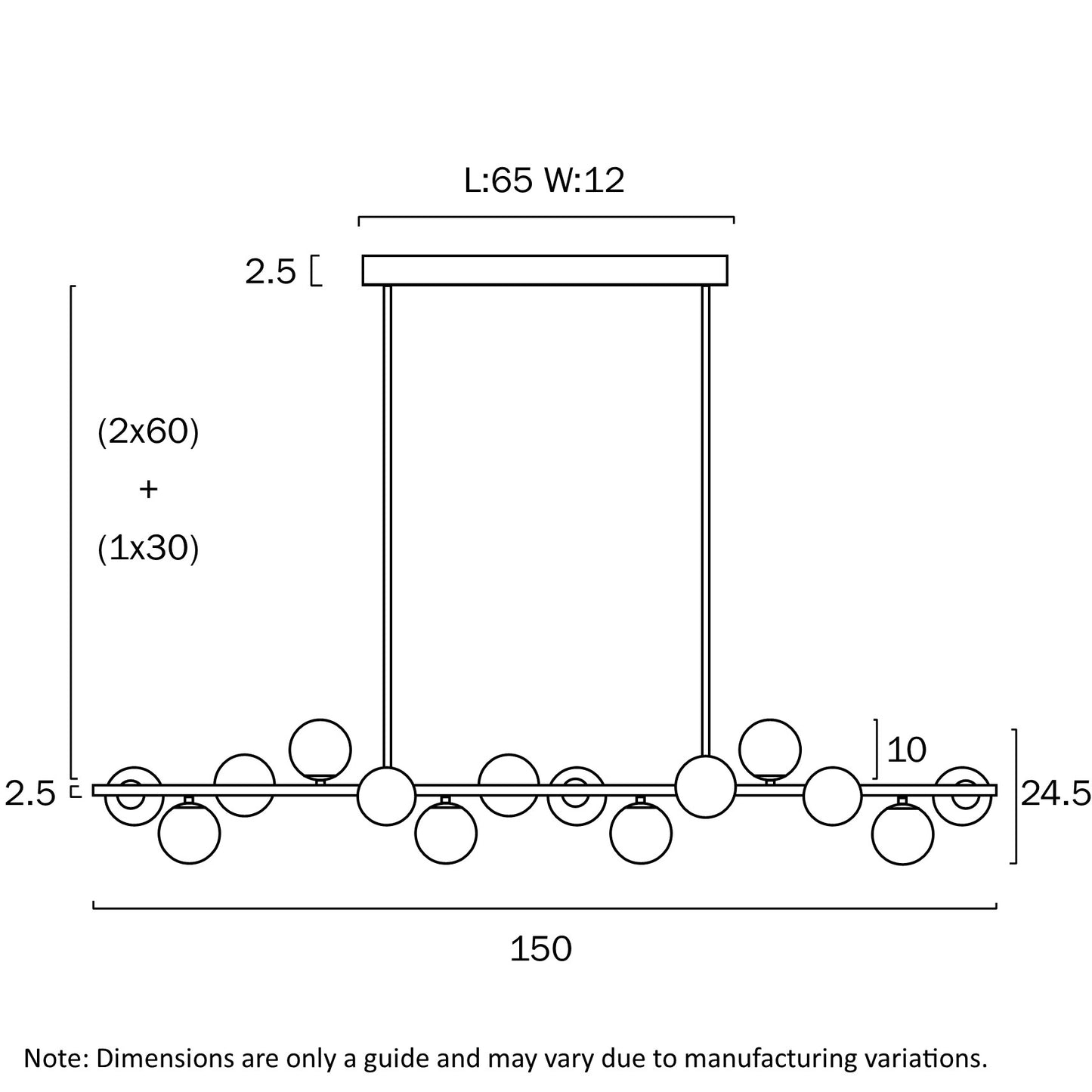 MORAN 14 LIGHTS PENDANT-Black Opal Matt