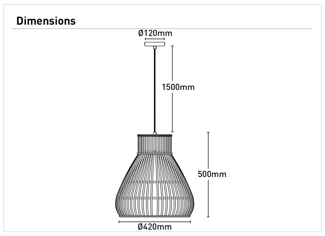 Byron 1Lt Bamboo Pendant Light