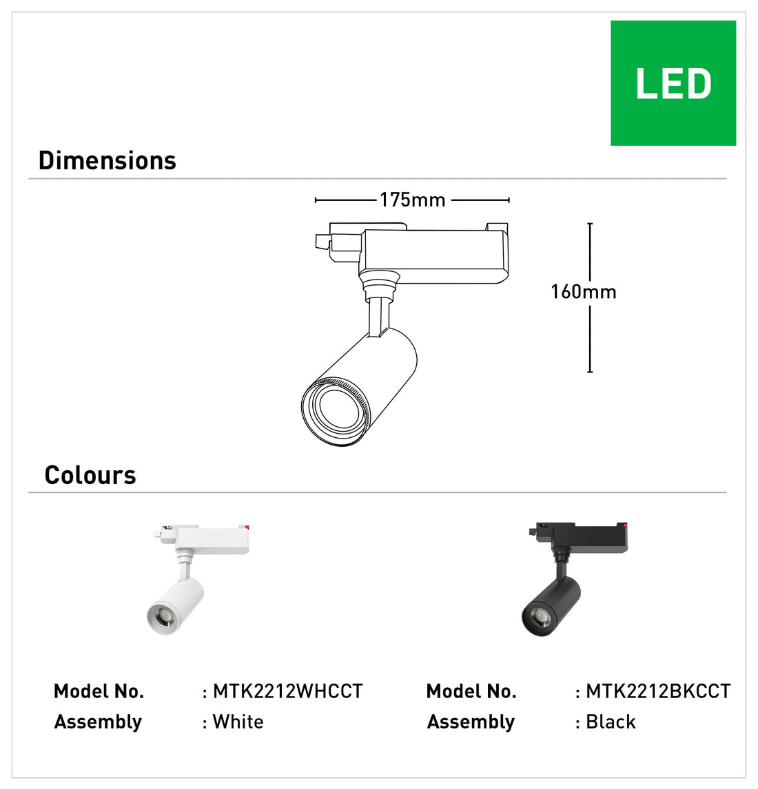 Nolan 13W LED Track Light Single Head - White