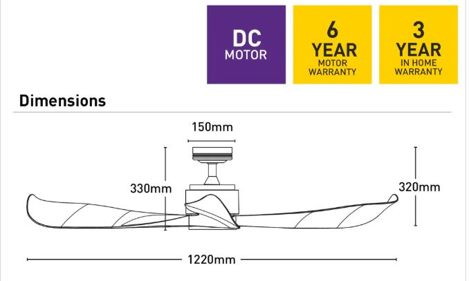 Eagle II Lite 122cm DC Ceiling Fan with Remote-Rubbed Bronze