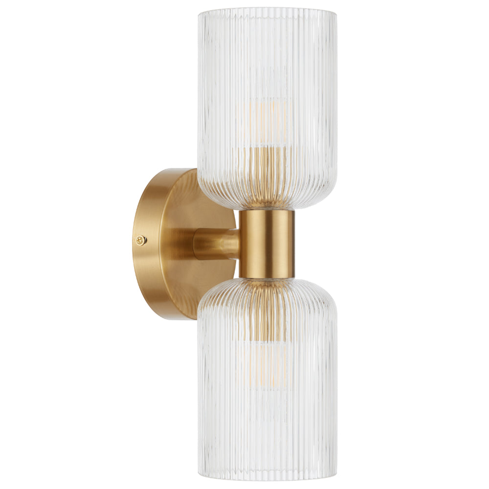 RIVEN 2 LIGHT WALL BRACKET- Gold Clear