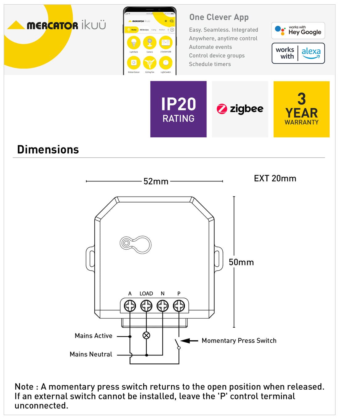 Ikuü Smart Zigbee Inline Module Switch