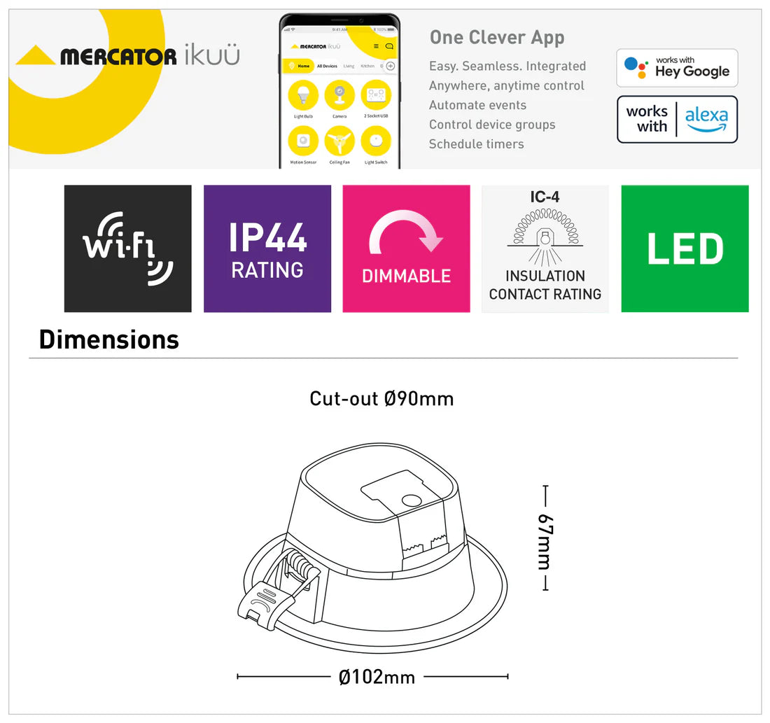 Apollo 7W 90mm Ikuü Smart Wi-Fi LED Downlight