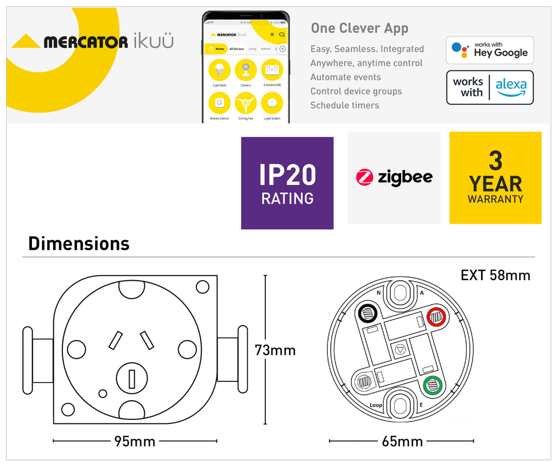 Ikuü Smart Zigbee Plug Base With Clear Rear Cover