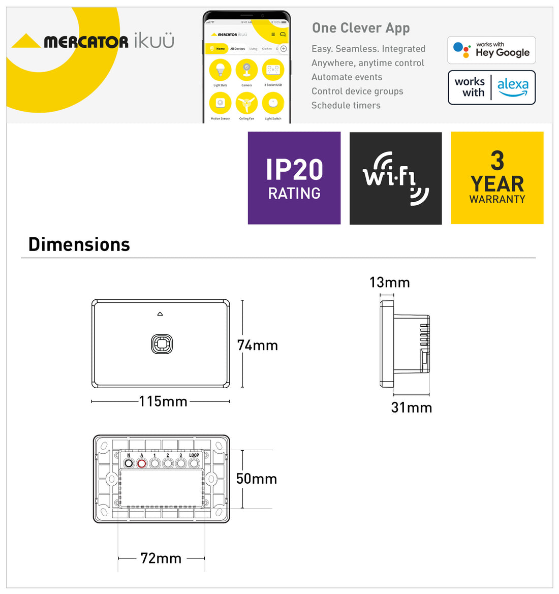 Ikuü Smart Wi-Fi Single Switch