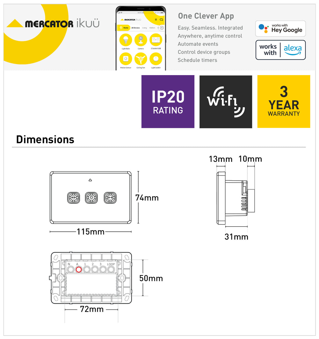 Ikuü Smart Wi-Fi Curtain & Blinds Switch