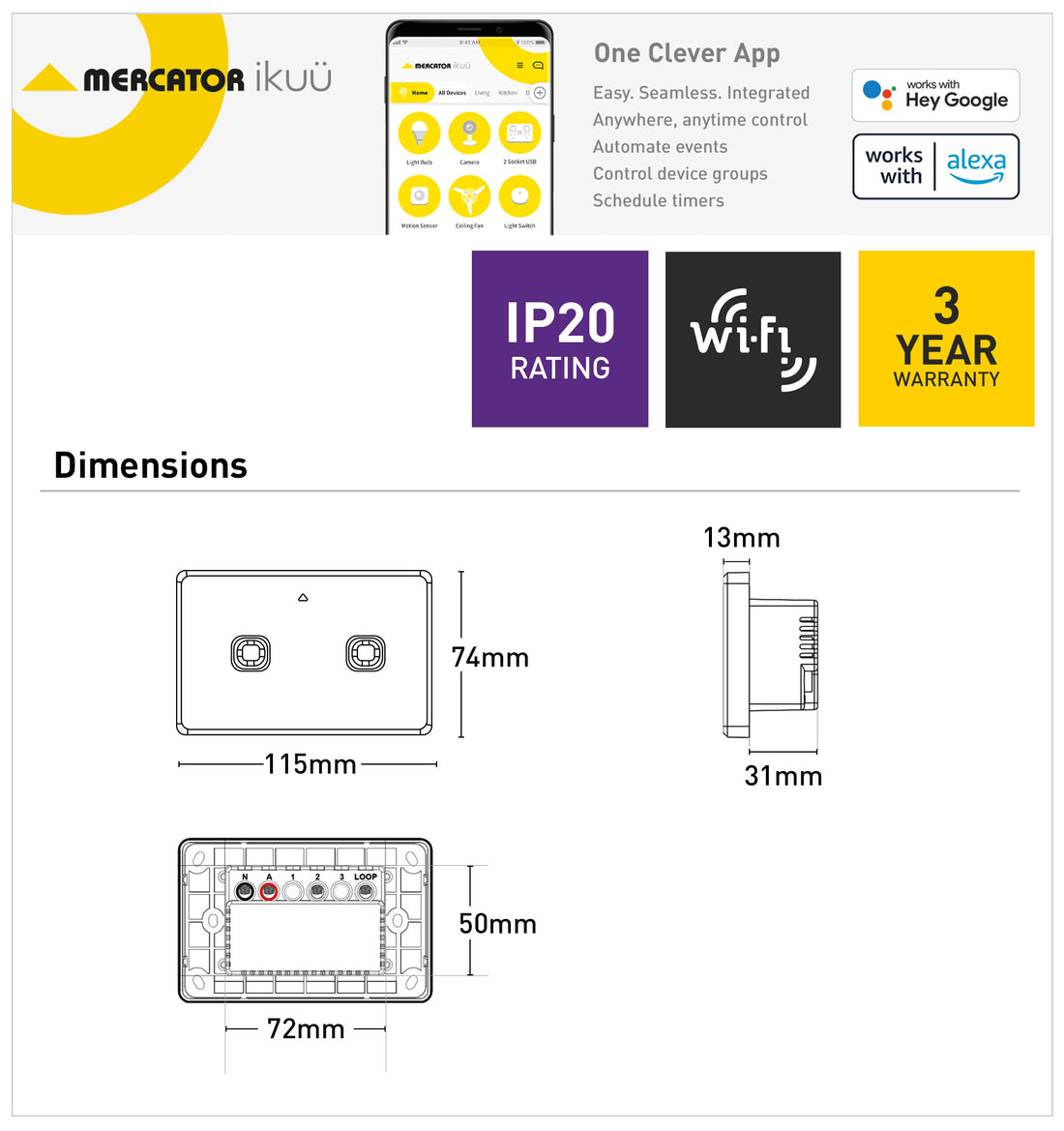 Ikuü Smart Wi-Fi Double Switch