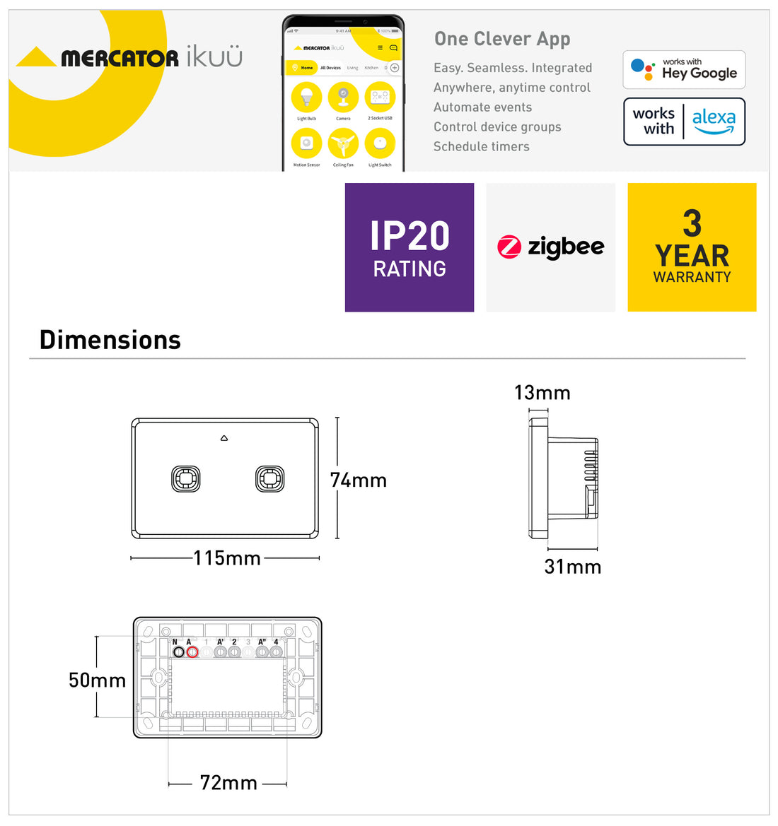 Ikuü Smart Zigbee Double 2-Way Switch